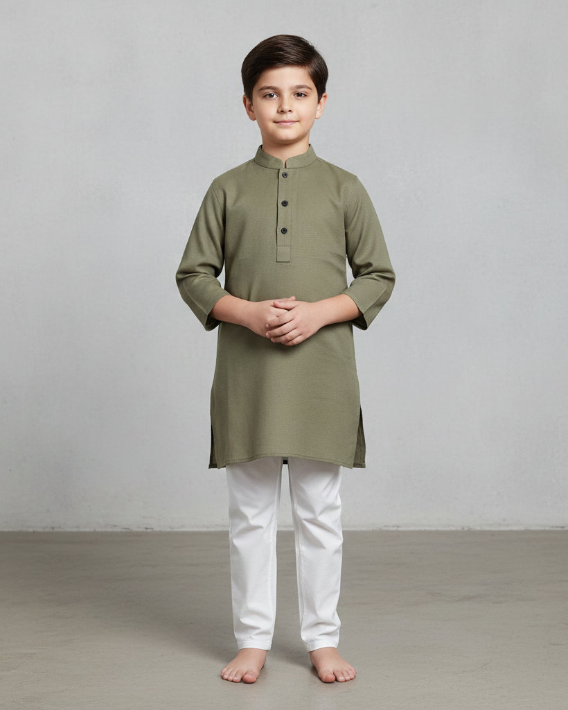Arhaan Jr. - Light Green Panjabi For Kids