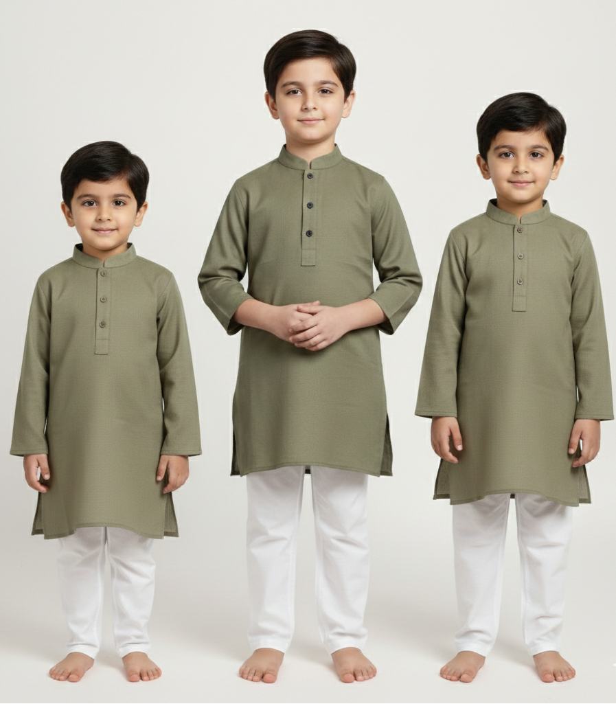 Arhaan Jr. - Light Green Panjabi For Kids