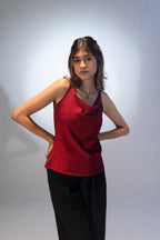 পাতলা স্ট্র্যাপ কাউল নেক টপ- স্কারলেট