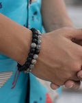 Ash & Black Beads Bracelets Set