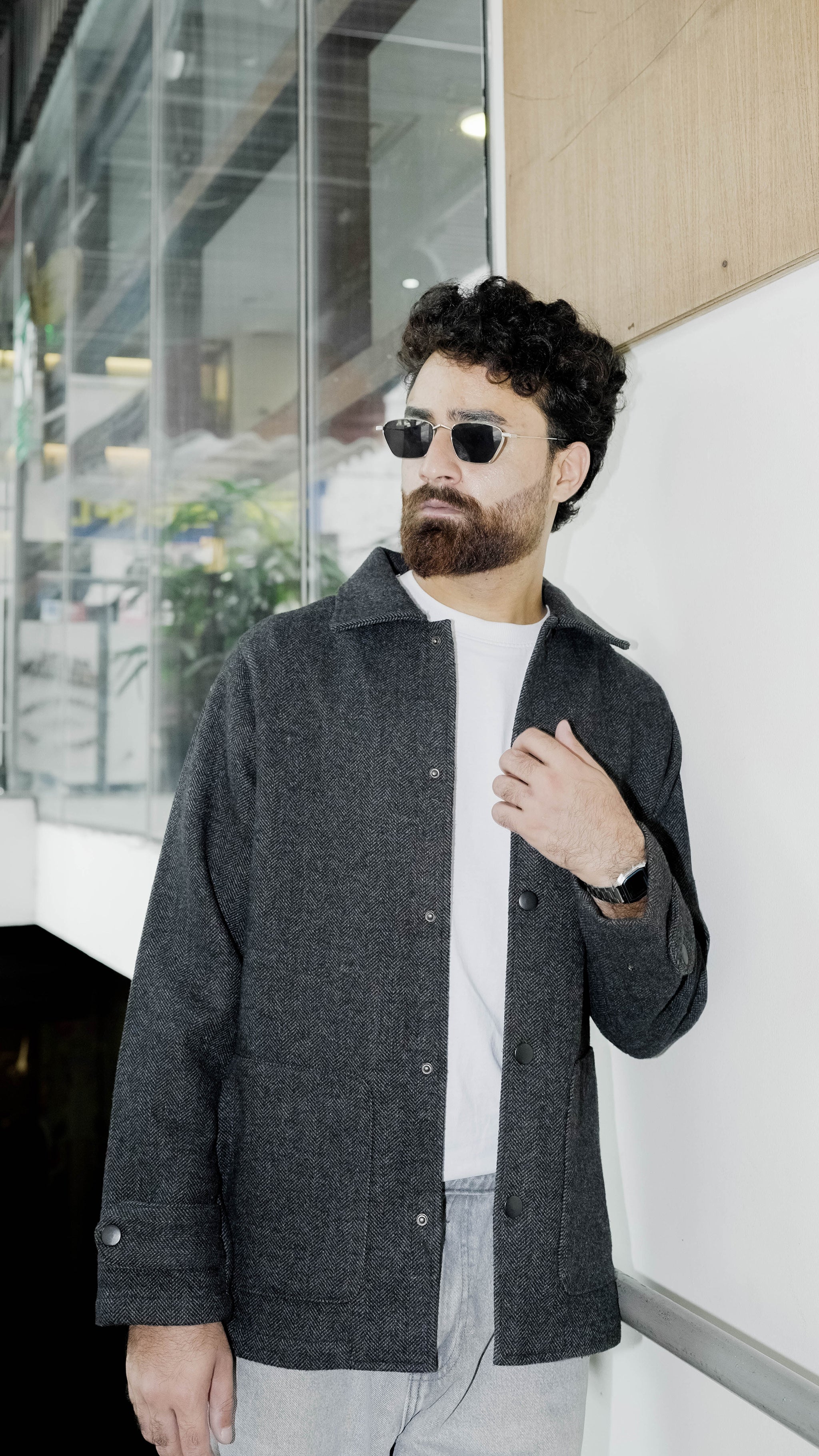 Kieran Coat Deluxe for Men - Dark Grey Herringbone