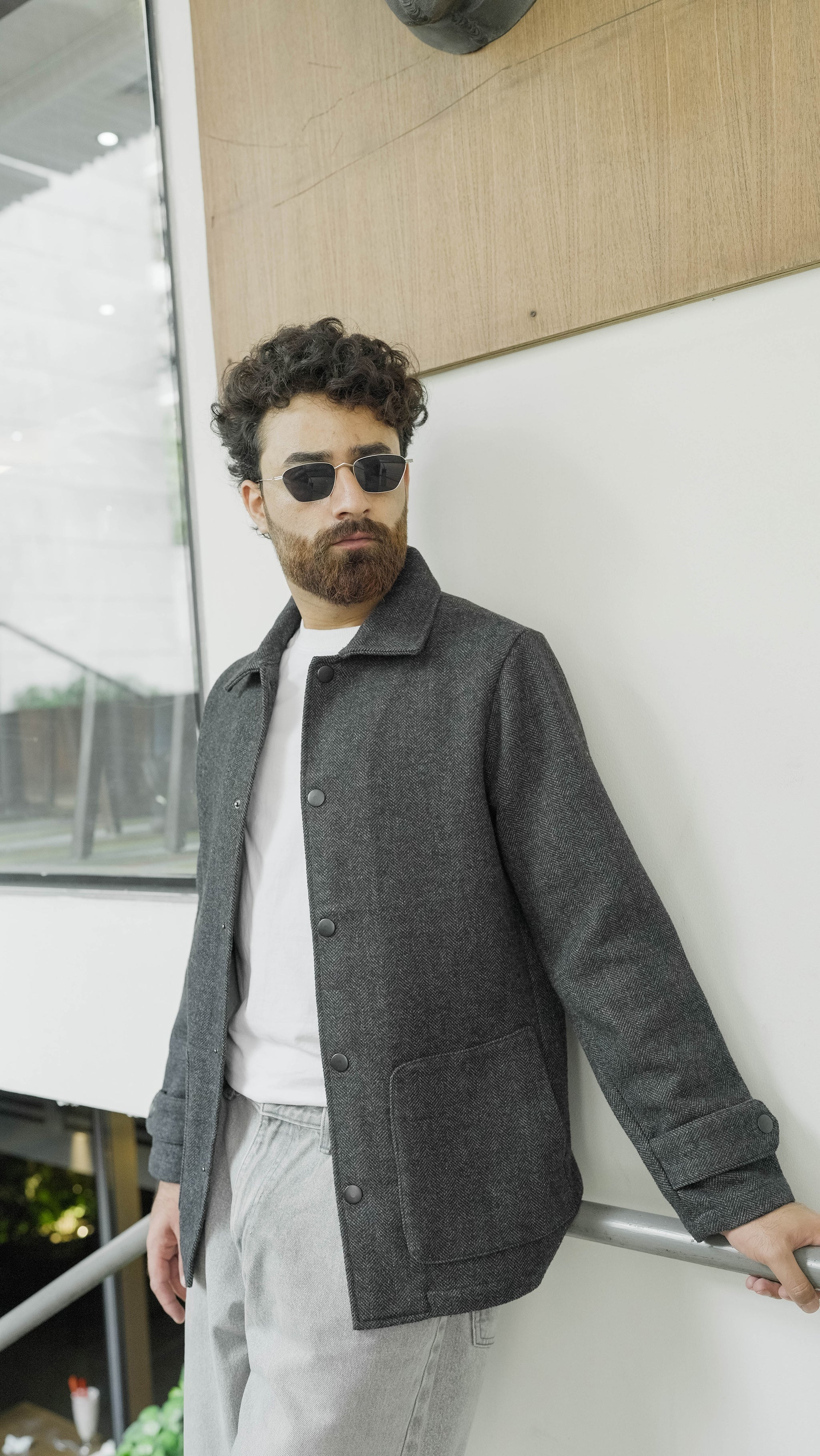Kieran Coat Deluxe for Men - Dark Grey Herringbone