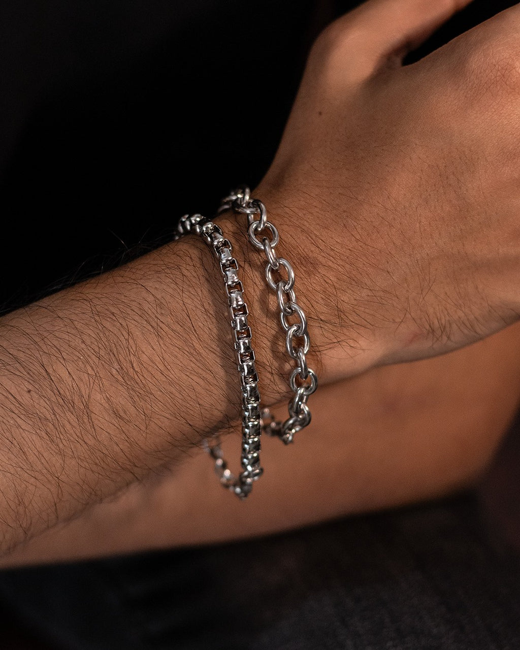Square Link & Chain Bracelet Set