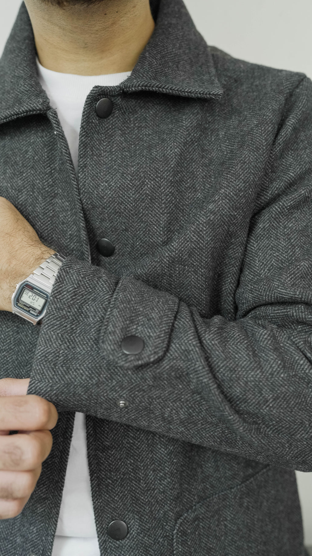 Kieran Coat Deluxe for Men - Dark Grey Herringbone