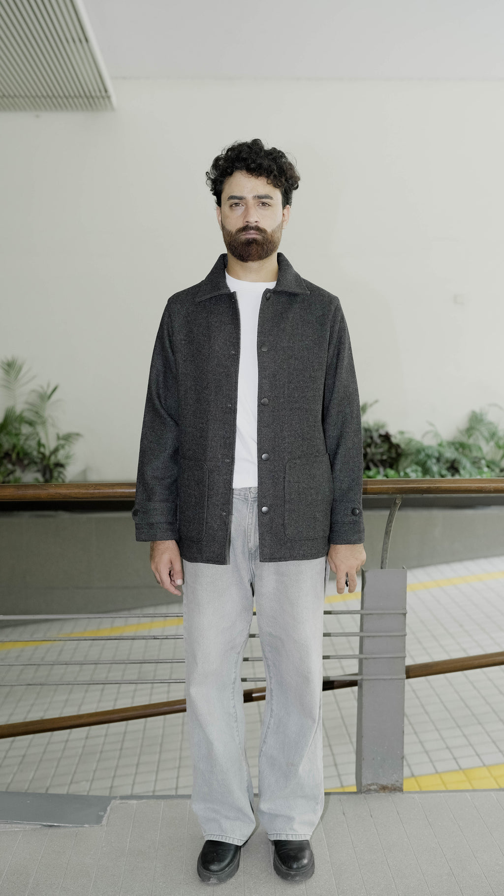 Kieran Coat Deluxe for Men - Dark Grey Herringbone