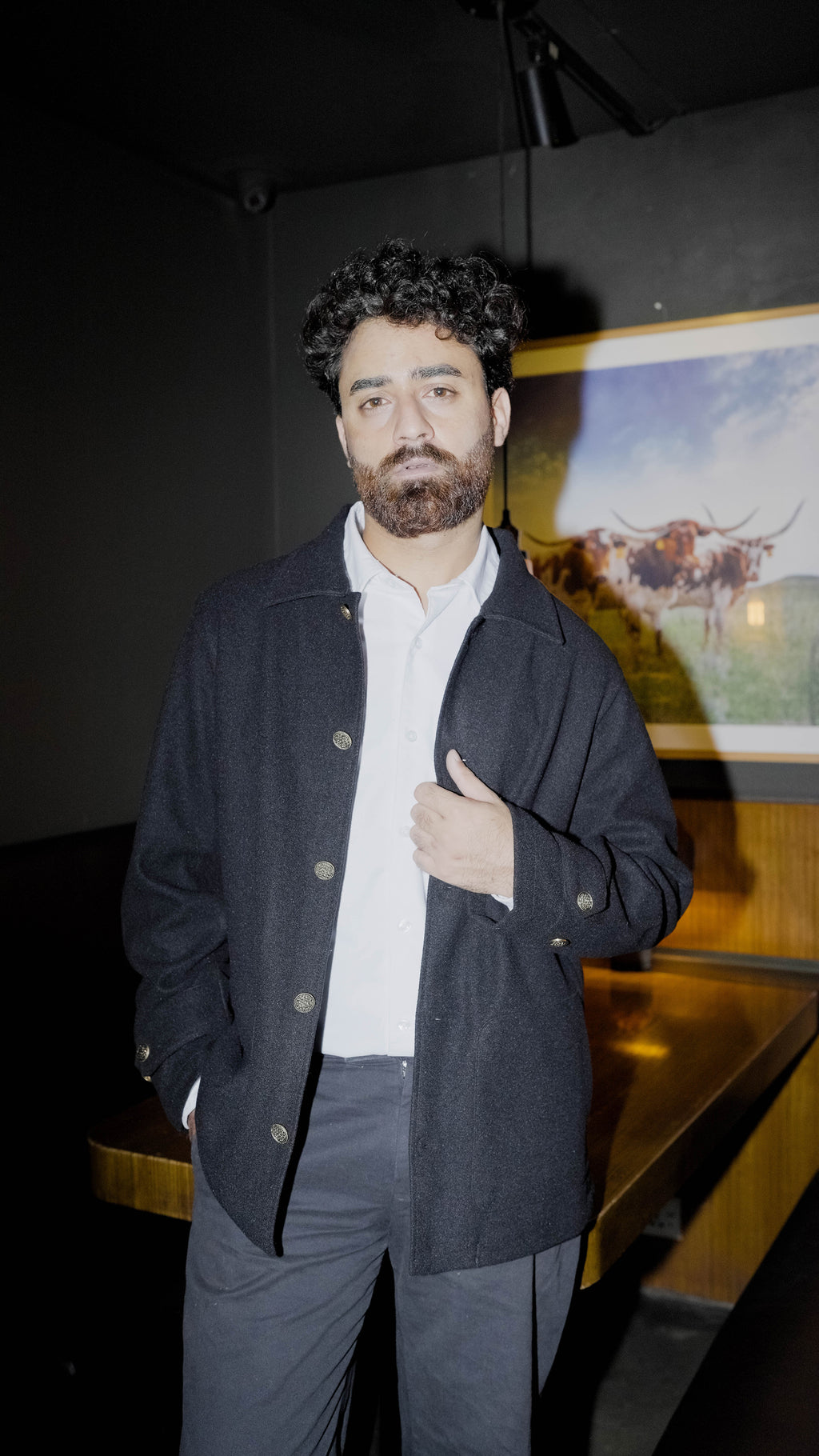 Kieran Coat Deluxe for Men - Noir  - Decorative Golden Buttons