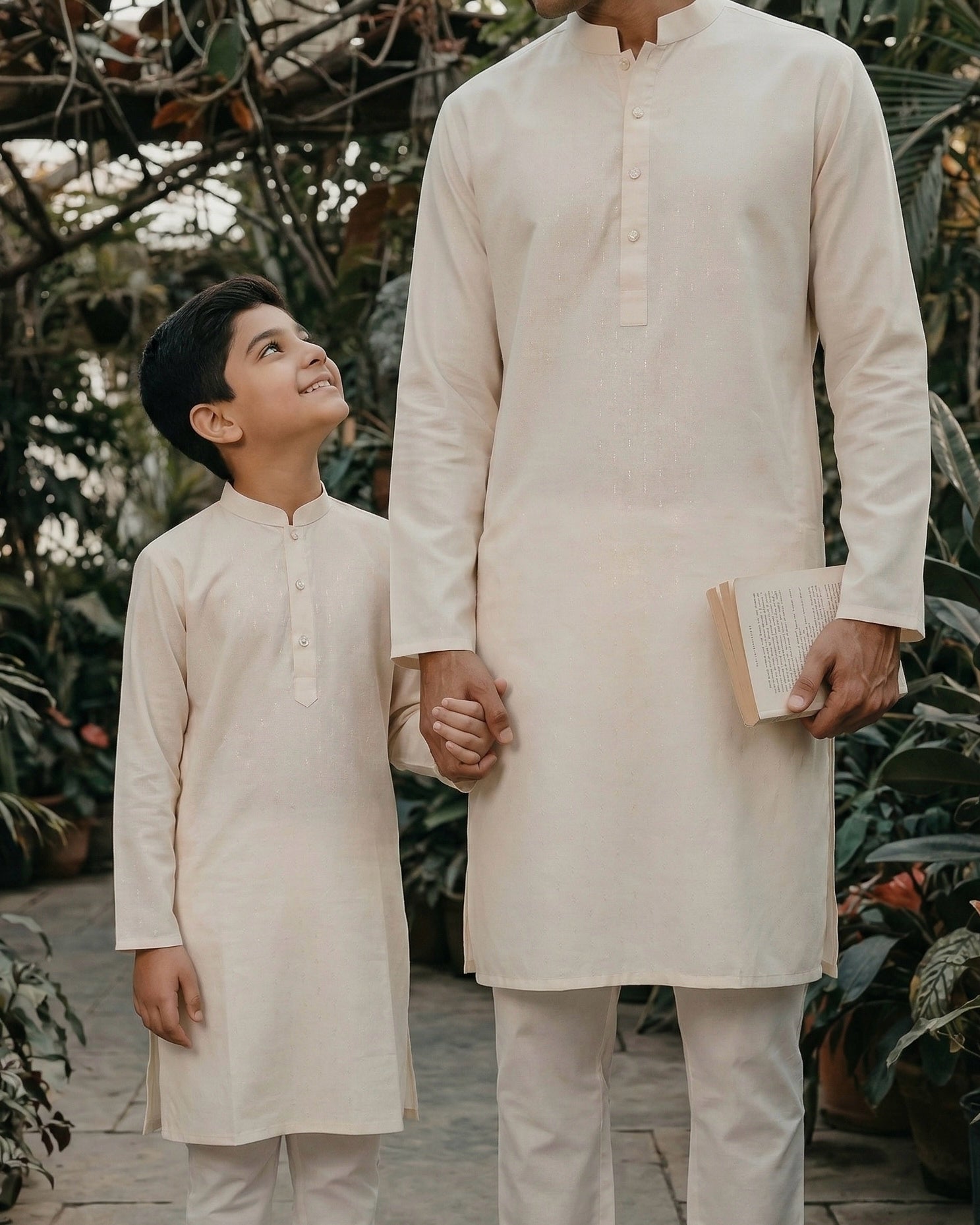 Sufiyan Jr. - Off White All-Over-Print Panjabi For Kids
