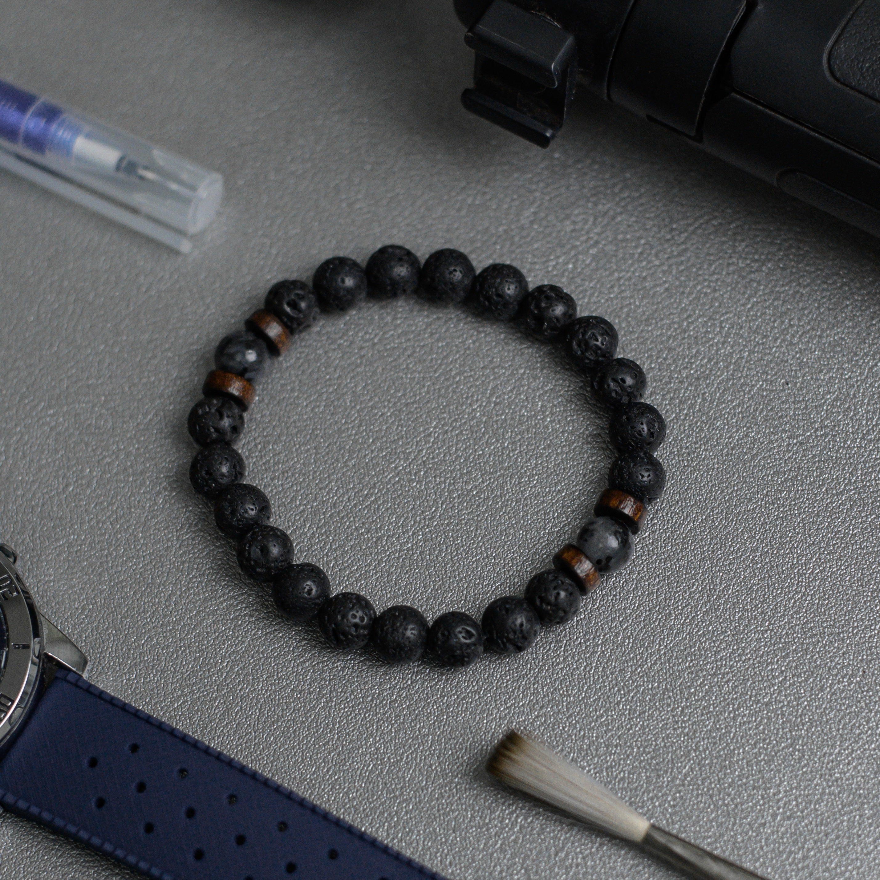 Dark Perforated Beads Bracelet