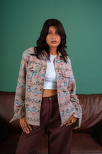 Beige Printed Shirt - Dual Pocket - Unisex
