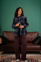Flannel Shirt - Dark Grey Plaid - Dual Pocket - Unisex