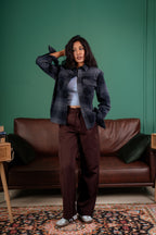 Flannel Shirt - Dark Grey Plaid - Dual Pocket - Unisex