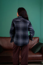 Flannel Shirt - Dark Grey Plaid - Dual Pocket - Unisex