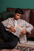 Beige Printed Shirt - Dual Pocket - Unisex