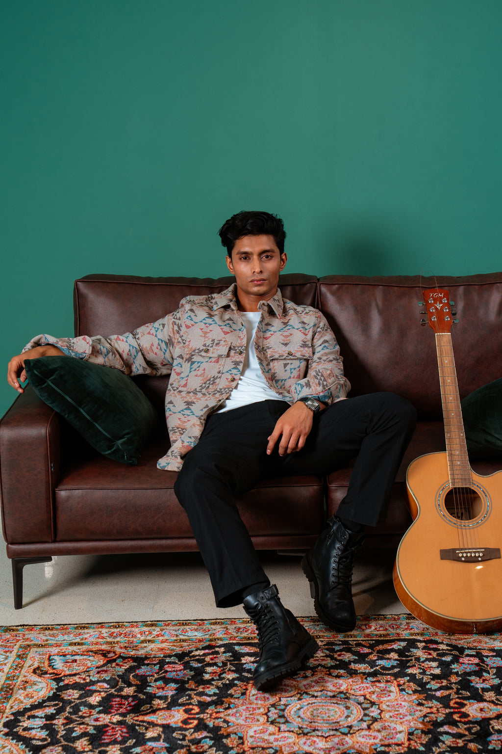 Shacket - Beige Printed - Dual Pocket - Unisex