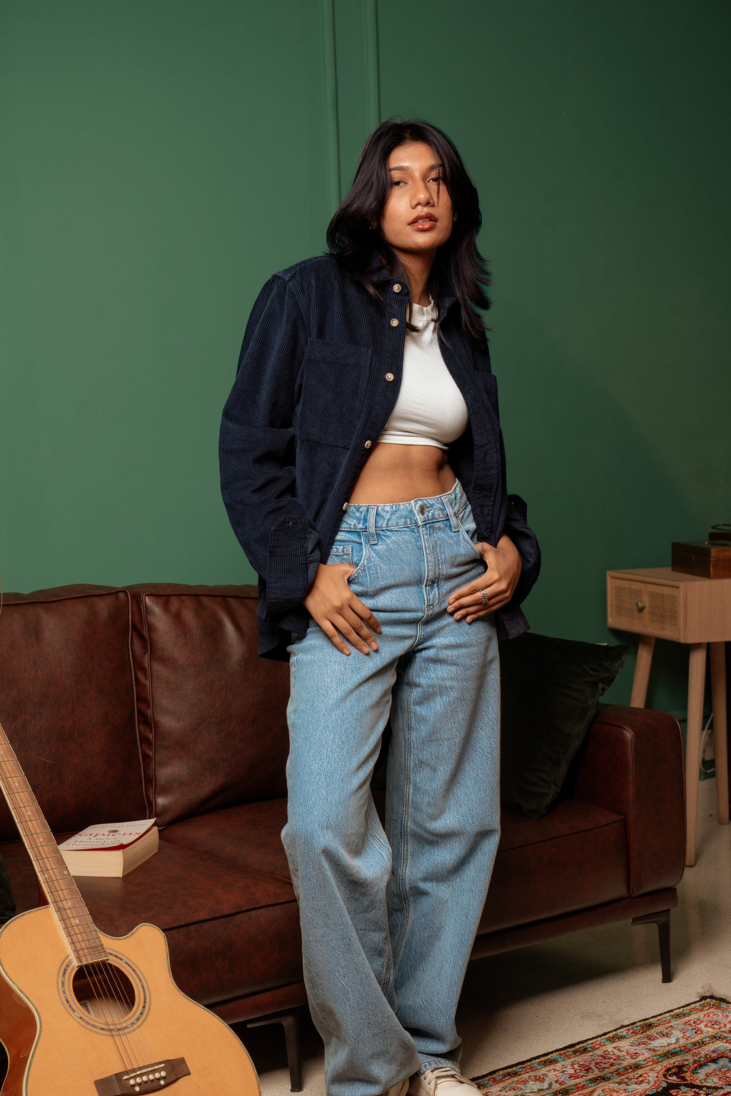 Shacket Corduroy Overshirt - Navy - Dual Pocket - Unisex