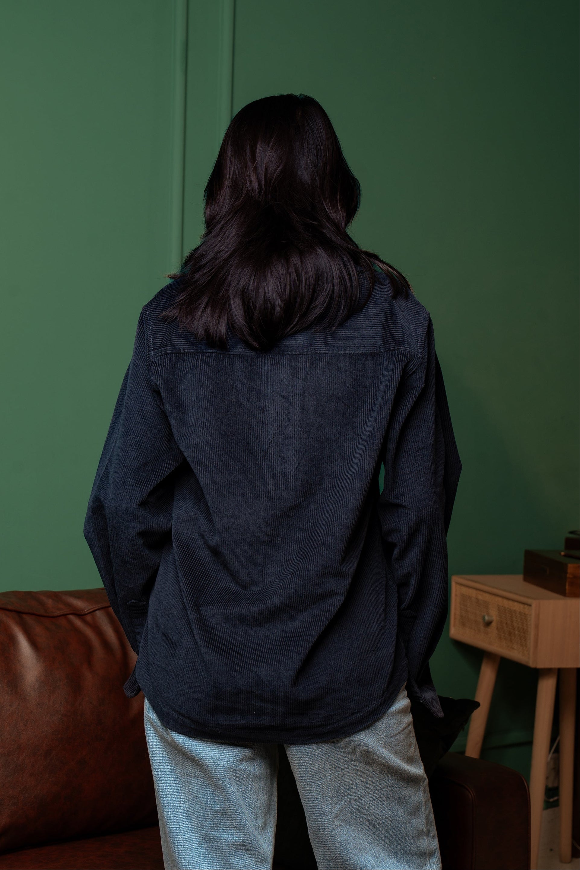 Shacket Corduroy Overshirt - Navy - Dual Pocket - Unisex