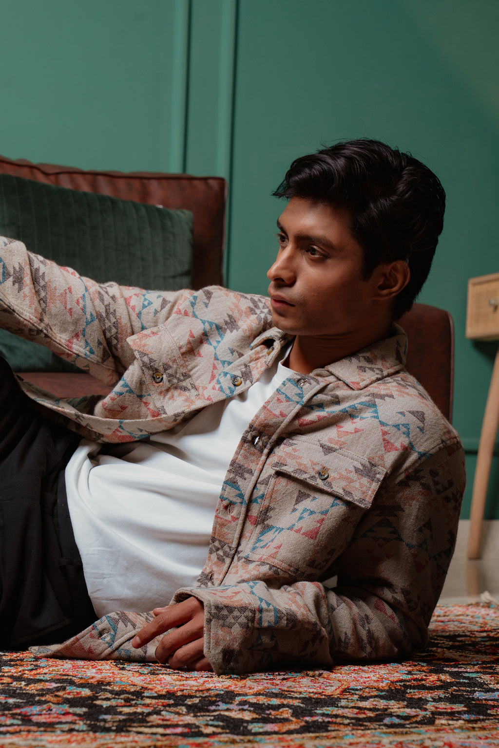 Shacket - Beige Printed - Dual Pocket - Unisex