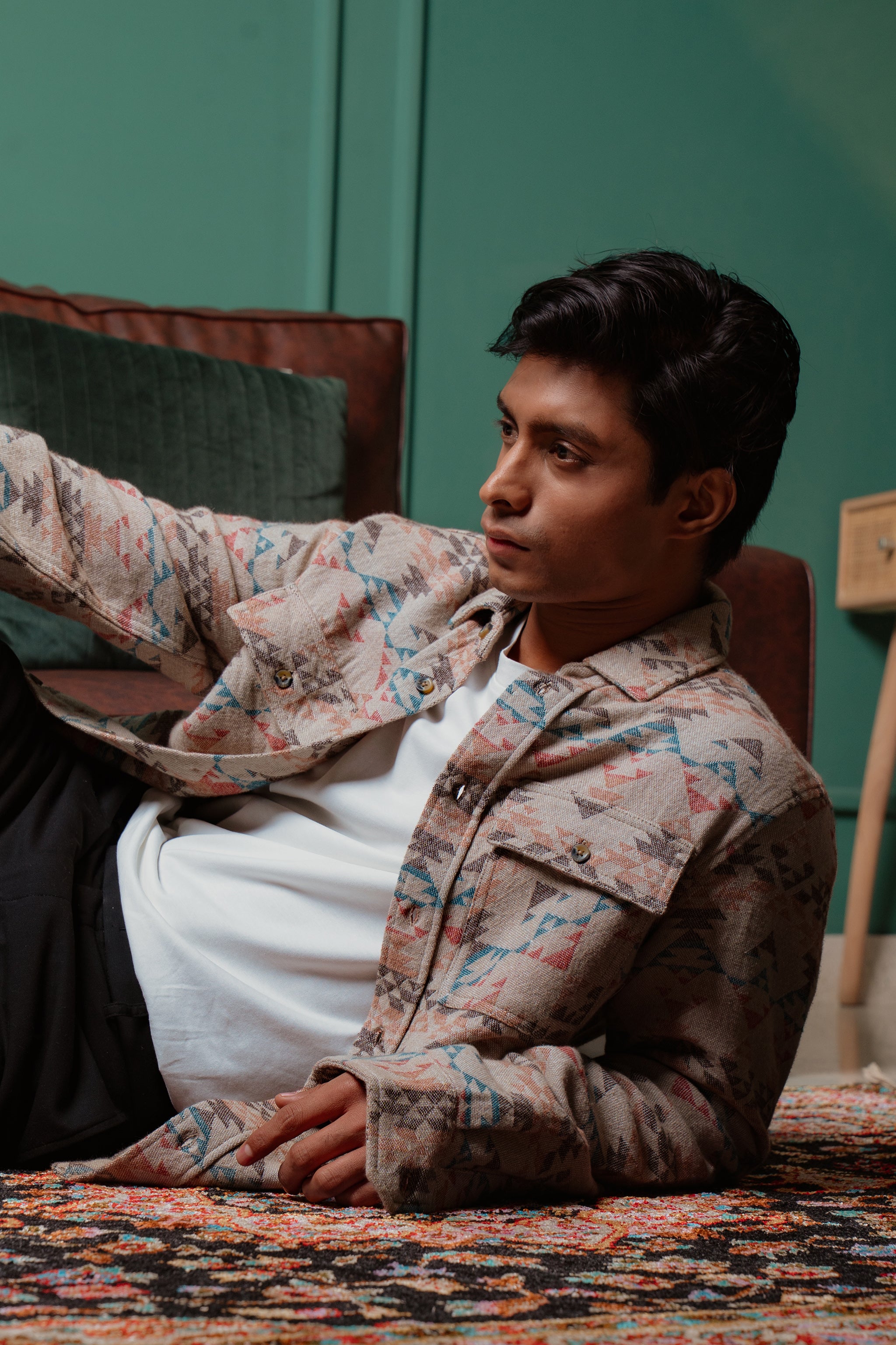 Shacket - Beige Printed - Dual Pocket - Unisex