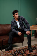 Flannel Shirt for Men - Dark Grey Plaid - Dual Pocket