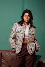 Beige Printed Shirt - Dual Pocket - Unisex
