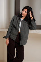 Lightweight Chore Utility Shirt  - Charcoal Body with Black Contrast Collar -  Unisex