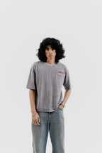 Airplane Mode - Light Grey Acid Wash - Crew Neck - Drop Shoulder T-Shirt for Men