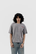 Airplane Mode - Light Grey Acid Wash - Crew Neck - Drop Shoulder T-Shirt for Men