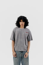 Airplane Mode - Light Grey Acid Wash - Crew Neck - Drop Shoulder T-Shirt for Men