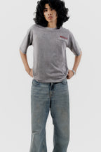 Airplane Mode - Light Grey Acid Wash - Crew Neck - Drop Shoulder T-Shirt for Men