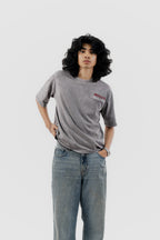 Airplane Mode - Light Grey Acid Wash - Crew Neck - Drop Shoulder T-Shirt for Men