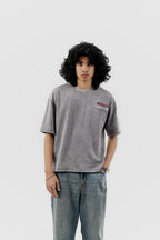 Airplane Mode - Light Grey Acid Wash - Crew Neck - Drop Shoulder T-Shirt for Men