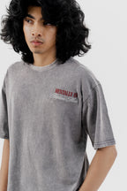 Airplane Mode - Light Grey Acid Wash - Crew Neck - Drop Shoulder T-Shirt for Men