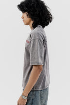 Airplane Mode - Light Grey Acid Wash - Crew Neck - Drop Shoulder T-Shirt for Men