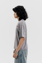 Airplane Mode - Light Grey Acid Wash - Crew Neck - Drop Shoulder T-Shirt for Men