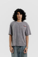 Airplane Mode - Light Grey Acid Wash - Crew Neck - Drop Shoulder T-Shirt for Men