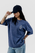 Not Today Club - Blue Acid Wash - Crew Neck - Drop Shoulder T-Shirt for Women