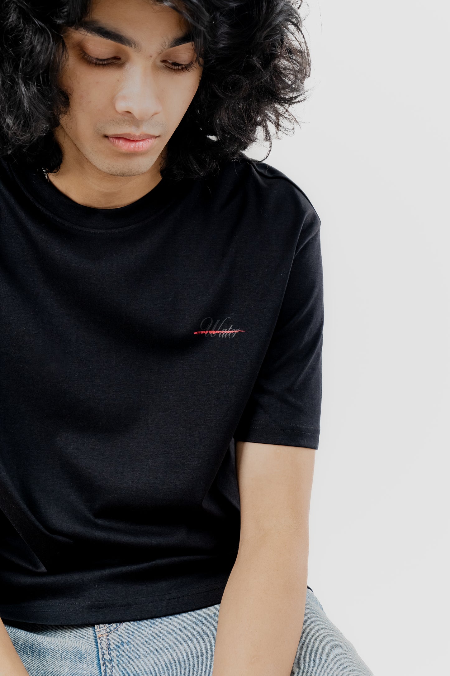Water Repellent T-Shirt -上質 Japanese Grade - Black Regular Fit for Men
