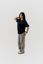 Water Repellent T-Shirt -上質 Japanese Grade - Crew Neck - Black Tee for Women