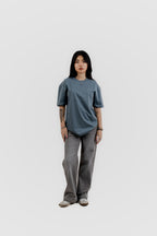 Water Repellent T-Shirt -上質 Japanese Grade - Crew Neck - Ash Blue Tee for Women