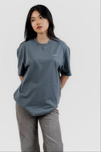Water Repellent T-Shirt -上質 Japanese Grade - Crew Neck - Ash Blue Tee for Women