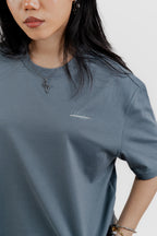 Water Repellent T-Shirt -上質 Japanese Grade - Crew Neck - Ash Blue Tee for Women