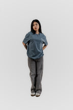 Water Repellent T-Shirt -上質 Japanese Grade - Crew Neck - Ash Blue Tee for Women