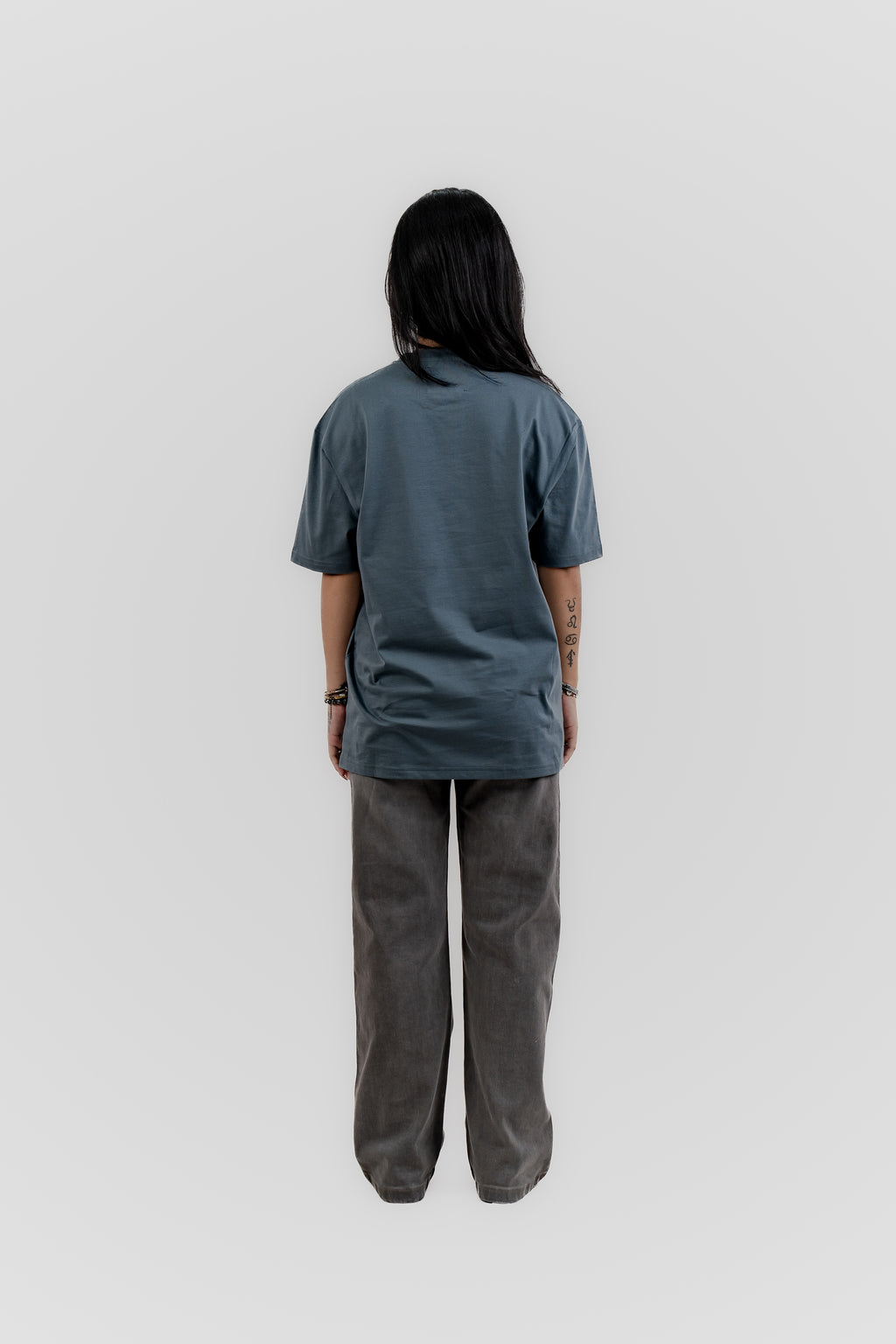 Water Repellent T-Shirt -上質 Japanese Grade - Crew Neck - Ash Blue Tee for Women