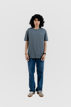 Water Repellent T-Shirt -上質 Japanese Grade - Crew Neck - Ash Blue Tee for Men