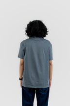 Water Repellent T-Shirt -上質 Japanese Grade - Crew Neck - Ash Blue Tee for Men