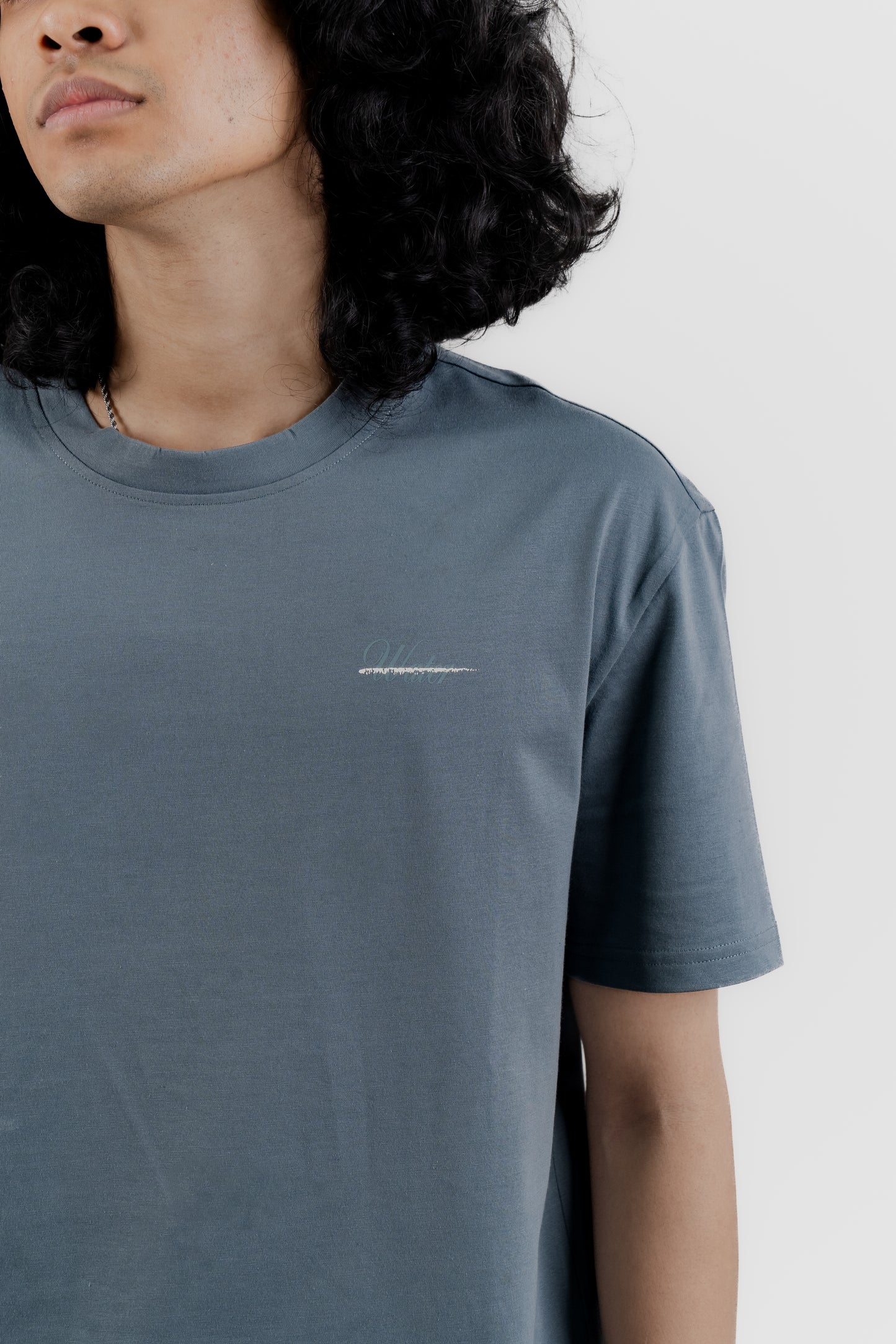 Water Repellent T-Shirt -上質 Japanese Grade - Ash Blue Regular Fit for Men