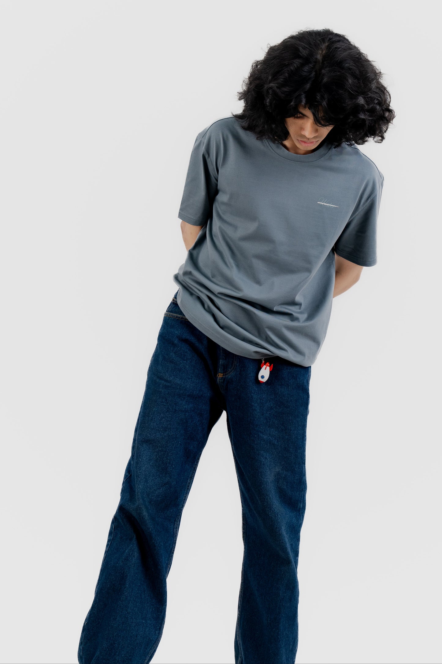 Water Repellent T-Shirt -上質 Japanese Grade - Ash Blue Regular Fit for Men