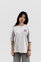 Can't Live In/Without Dhaka Embroidered- 上質 Japanese Grade - Light Ash Grey Drop Shoulder T-Shirt for Women