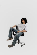 Can't Live In/Without Dhaka Embroidered- 上質 Japanese Grade - Light Ash Grey Drop Shoulder T-Shirt For Men