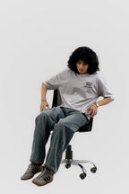 Can't Live In/Without Dhaka Embroidered- 上質 Japanese Grade - Light Ash Grey Drop Shoulder T-Shirt For Men